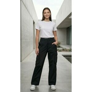 Halara Lightweight Black Nylon Cargo Pant XL Athleisure Y2K-style NWT